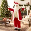 Zingende Kerstman, 150 Cm, Staande Geanimeerde Kerstfiguur Met Bel En Krans, Geactiveerd Door Geluid/aanraking