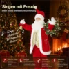 Zingende Kerstman, 150 Cm, Staande Geanimeerde Kerstfiguur Met Bel En Krans, Geactiveerd Door Geluid/aanraking