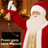 Zingende Kerstman, 150 Cm, Staande Geanimeerde Kerstfiguur Met Bel En Krans, Geactiveerd Door Geluid/aanraking