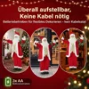 Zingende Kerstman, 150 Cm, Staande Geanimeerde Kerstfiguur Met Bel En Krans, Geactiveerd Door Geluid/aanraking