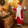 Zingende Kerstman, 150 Cm, Staande Geanimeerde Kerstfiguur Met Bel En Krans, Geactiveerd Door Geluid/aanraking