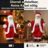 Zingende Ski Kerstman, 66 Cm, Geanimeerde Staande Kerstfiguur Met Ski's, Geschenkzak En Geluids /aanraakactivering