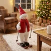 Zingende Skiënde Kerstman, 65 Cm, Geanimeerde Kerstfiguur Met Ski's, Stokken En Geluids /aanraakactivering