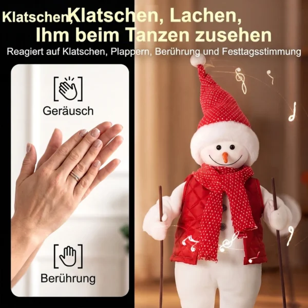 Zingende Skiënde Kerstman, 65 Cm, Geanimeerde Kerstfiguur Met Ski's, Stokken En Geluids /aanraakactivering