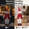 Zingende Skiënde Kerstman, 65 Cm, Geanimeerde Kerstfiguur Met Ski's, Stokken En Geluids /aanraakactivering