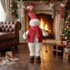 Zingende Skiënde Kerstman, 65 Cm, Geanimeerde Kerstfiguur Met Ski's, Stokken En Geluids /aanraakactivering