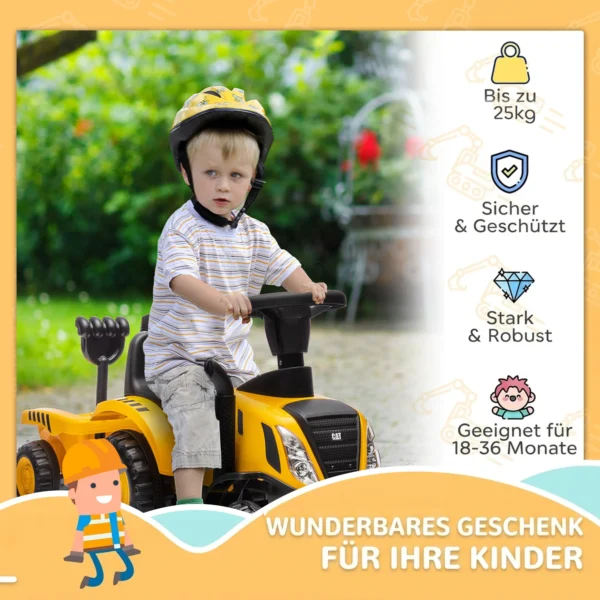 Zitgraafmachine Met Schepstuur Kindergraafmachine Met Afneembare Aanhangwagen Licht Muziek Voor 1 3 Jaar Geel