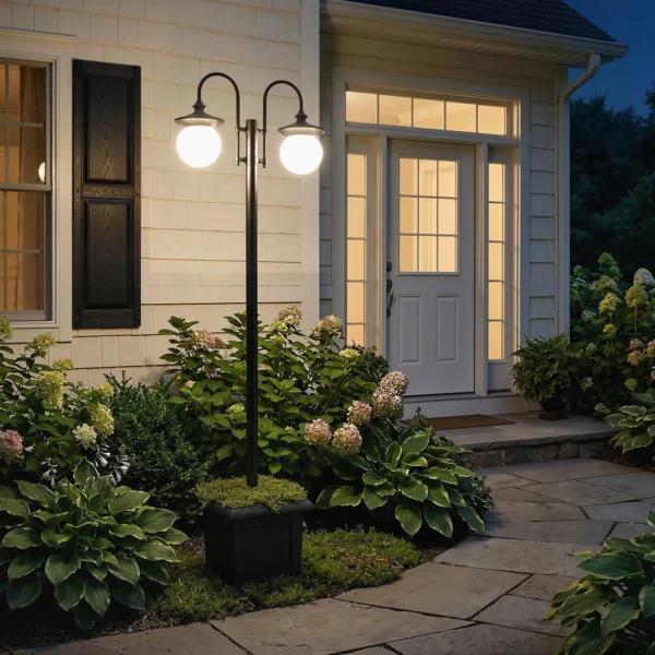 Zonnelantaarn Staande Lamp 182 Cm Hoogteverstelbaar Buiten Tuinlantaarn Met 2 Koppen Plantenbak Lichtsensor Schakelaar IP44